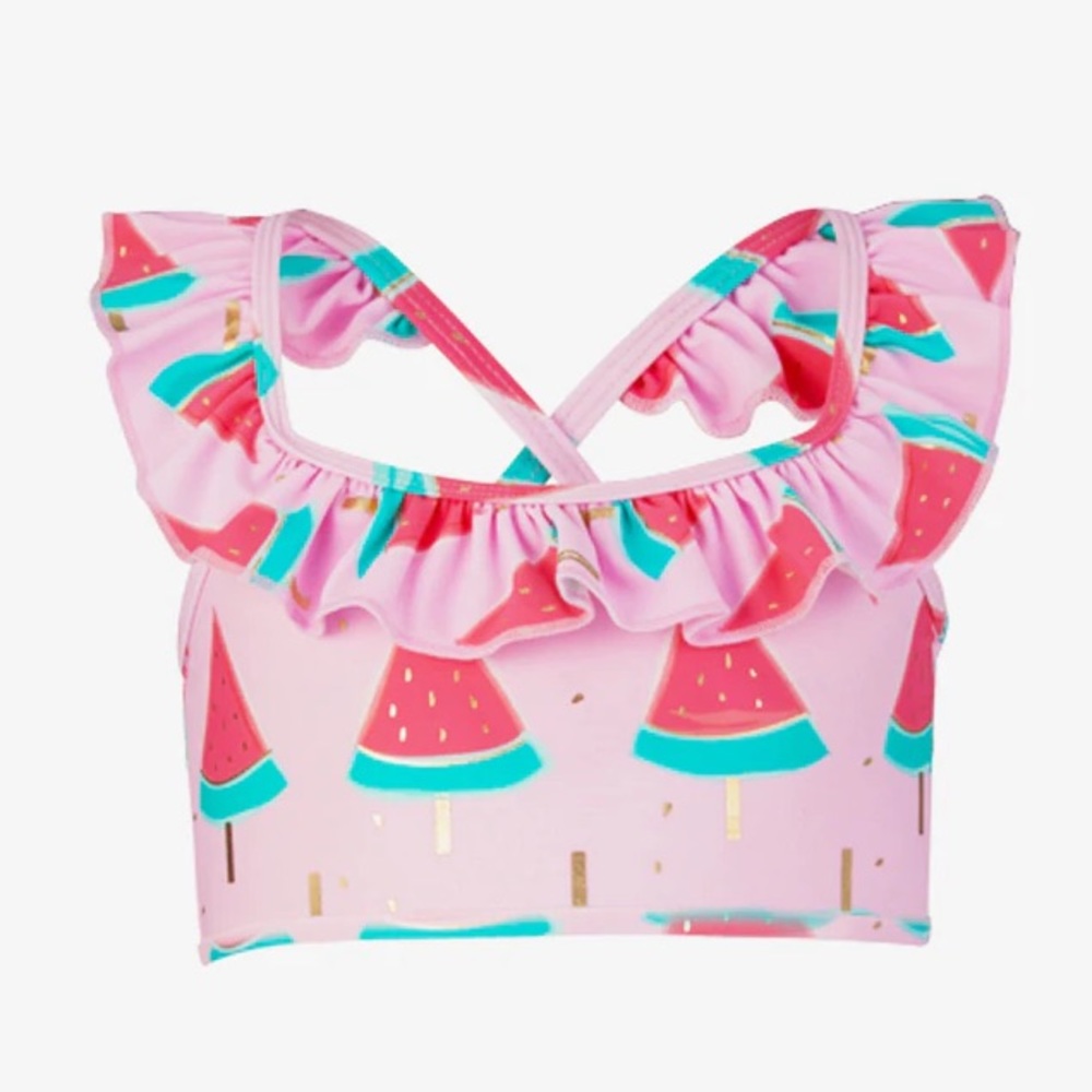 Snapper Rock Kids Watermelon Ruffle Bikini Top